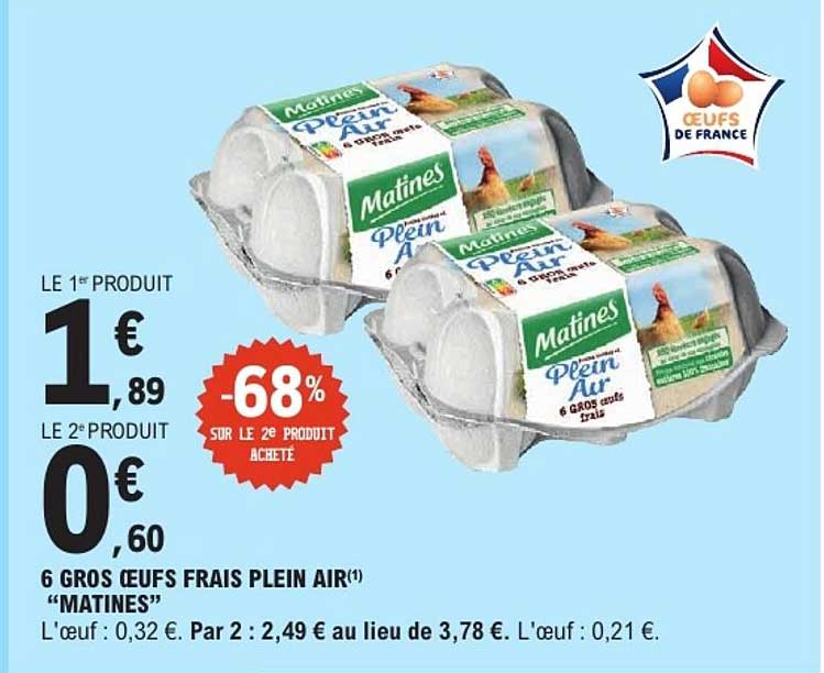 6 GROS OEUFS FRAIS PLEIN AIR "MATINES"