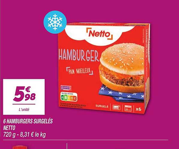 6 HAMBURGERS SURGELÉS NETTO