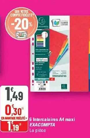 6 intercalaires A4 maxi EXACOMPTA