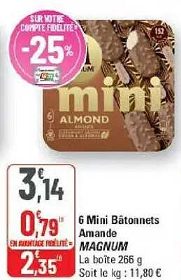 6 Mini Bâtonnets Amande MAGNUM