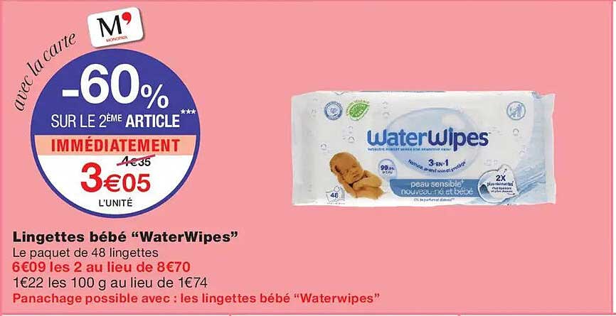 -60% SUR LE 2ÈME ARTICLE IMMÉDIATEMENT 3€05 L'UNITÉ
