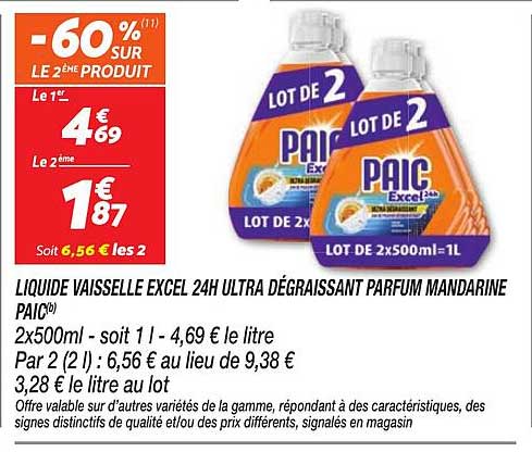 - 60% sur le 2ème produit