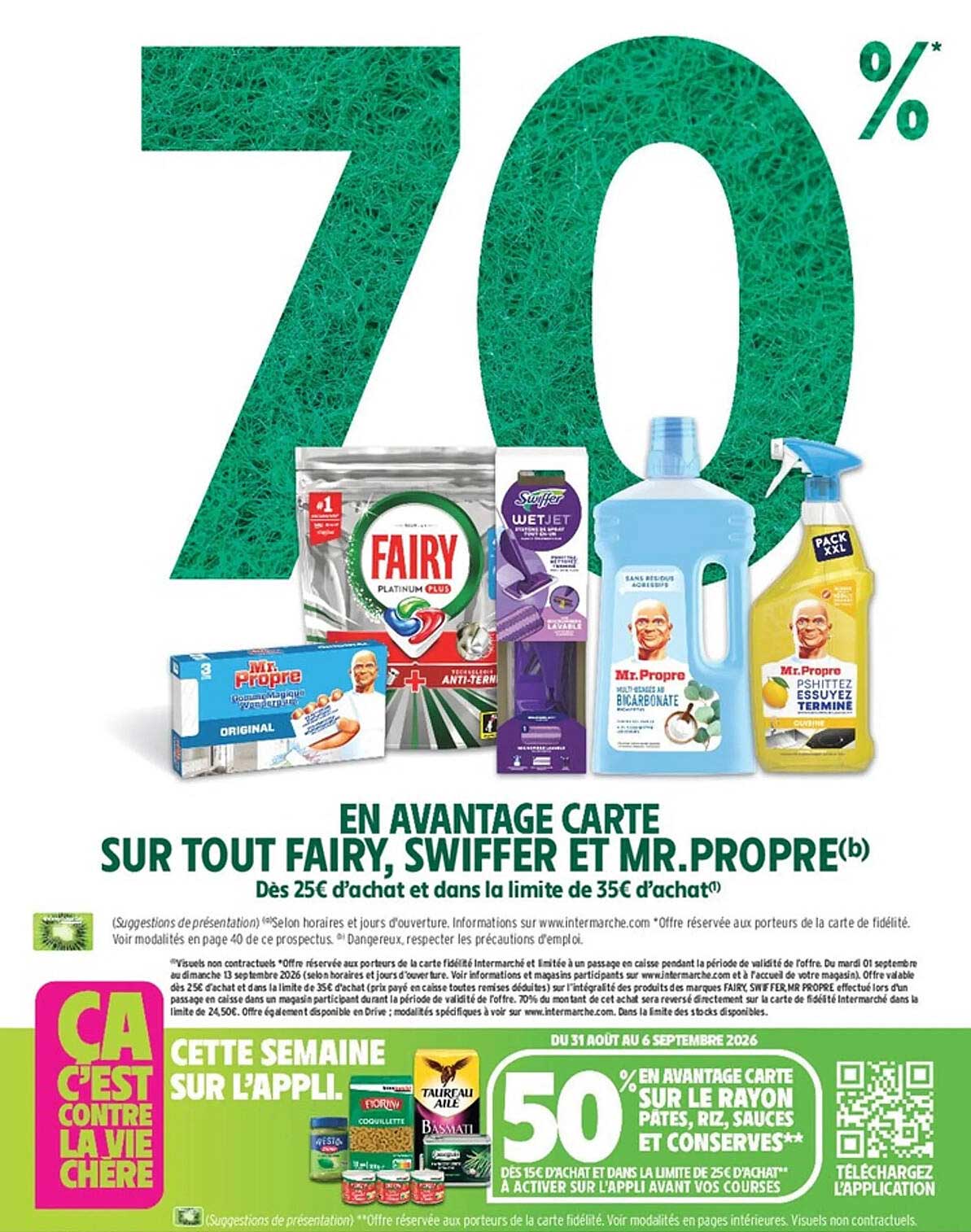 70% en avantage carte sur tout Fairy, Swiffer et Mr. Propre