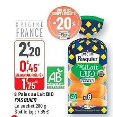 8 Pains au Lait BIO PASQUIER