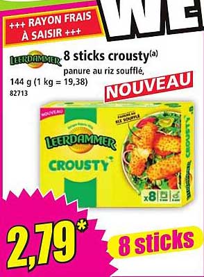 8 sticks crousty(a) paneu au riz soufflé, NOUVEAU