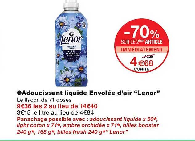 Adoucissant liquide Envolée d’air “Lenor”