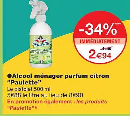 Alcool ménager parfum citron “Paulette”