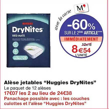 Alèse jetables “Huggies DryNites”