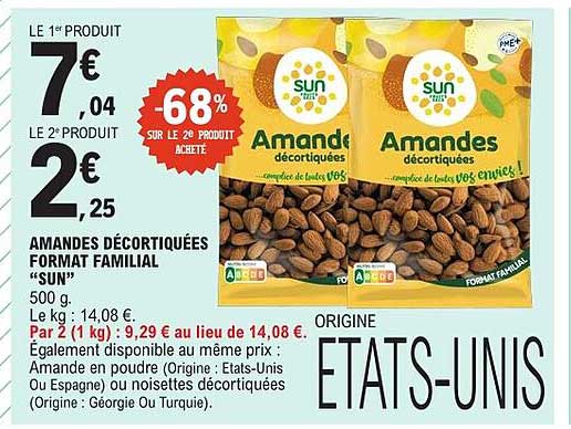 AMANDES DÉCORTIQUÉES FORMAT FAMILIAL «SUN»