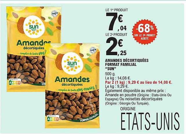 AMANDES DÉCORTIQUÉES FORMAT FAMILIAL “SUN”