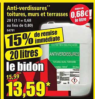 Anti-verdissures* toitures, murs et terrasses