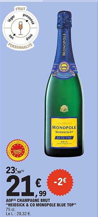 AOP CHAMPAGNE BRUT "HEIDSIECK & CO MONOPOLE BLUE TOP" 75 cl