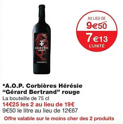 A.O.P. Corbières Hérésie “Gérard Bertrand” rouge