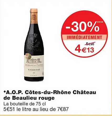 A.O.P. Côtes-du-Rhône Château de Beaulieu rouge