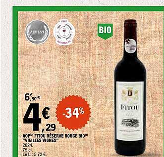 AOP FITOU RÉSERVE ROUGE BIO « VIEILLES VIGNES » 2024