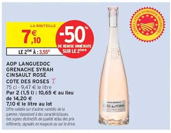 AOP LANGUEDOC GRENACHE SYRAH CINSAULT ROSÉ COTE DES ROSES