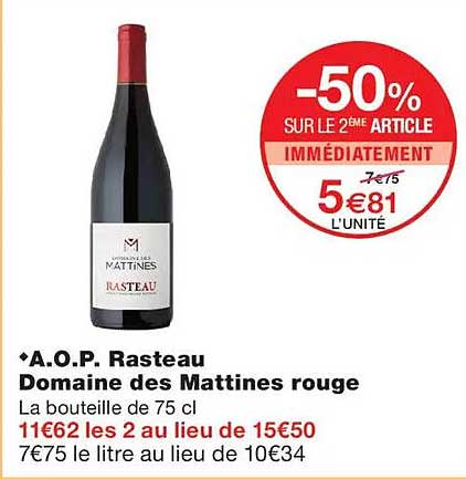 A.O.P. Rasteau Domaine des Mattines rouge