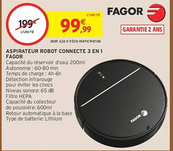 ASPIRATEUR ROBOT CONNECTE 3 EN 1 FAGOR