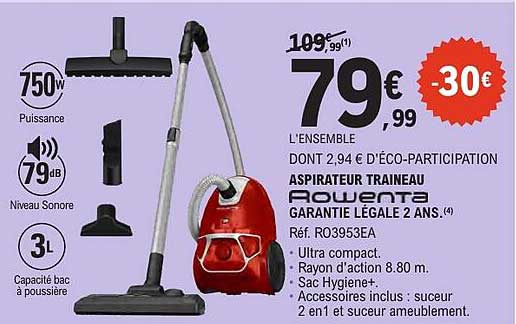 ASPIRATEUR TRAINEAU rowenta GARANTIE LÉGALE 2 ANS.(4)