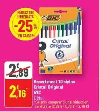 Assortiment 10 stylos Cristal Original BIC