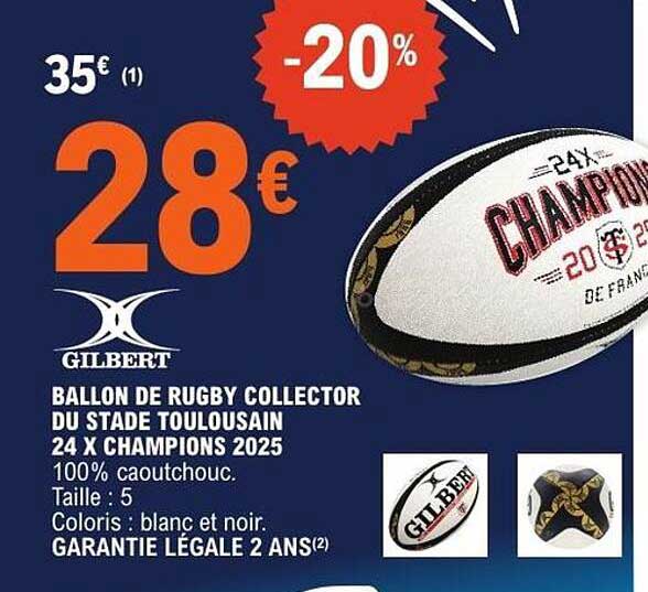 BALLON DE RUGBY COLLECTOR DU STADE TOULOUSAIN 24 X CHAMPIONS 2025