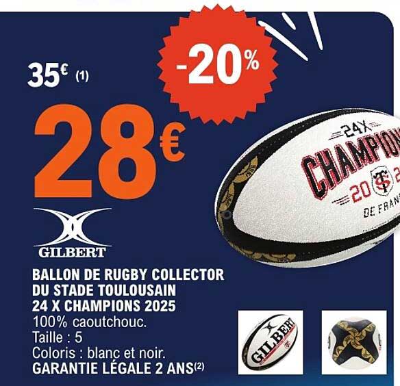 BALLON DE RUGBY COLLECTOR DU STADE TOULOUSAIN 24 X CHAMPIONS 2025