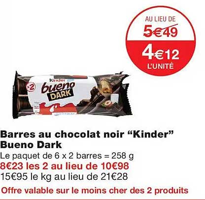 Barres au chocolat noir “Kinder” Bueno Dark