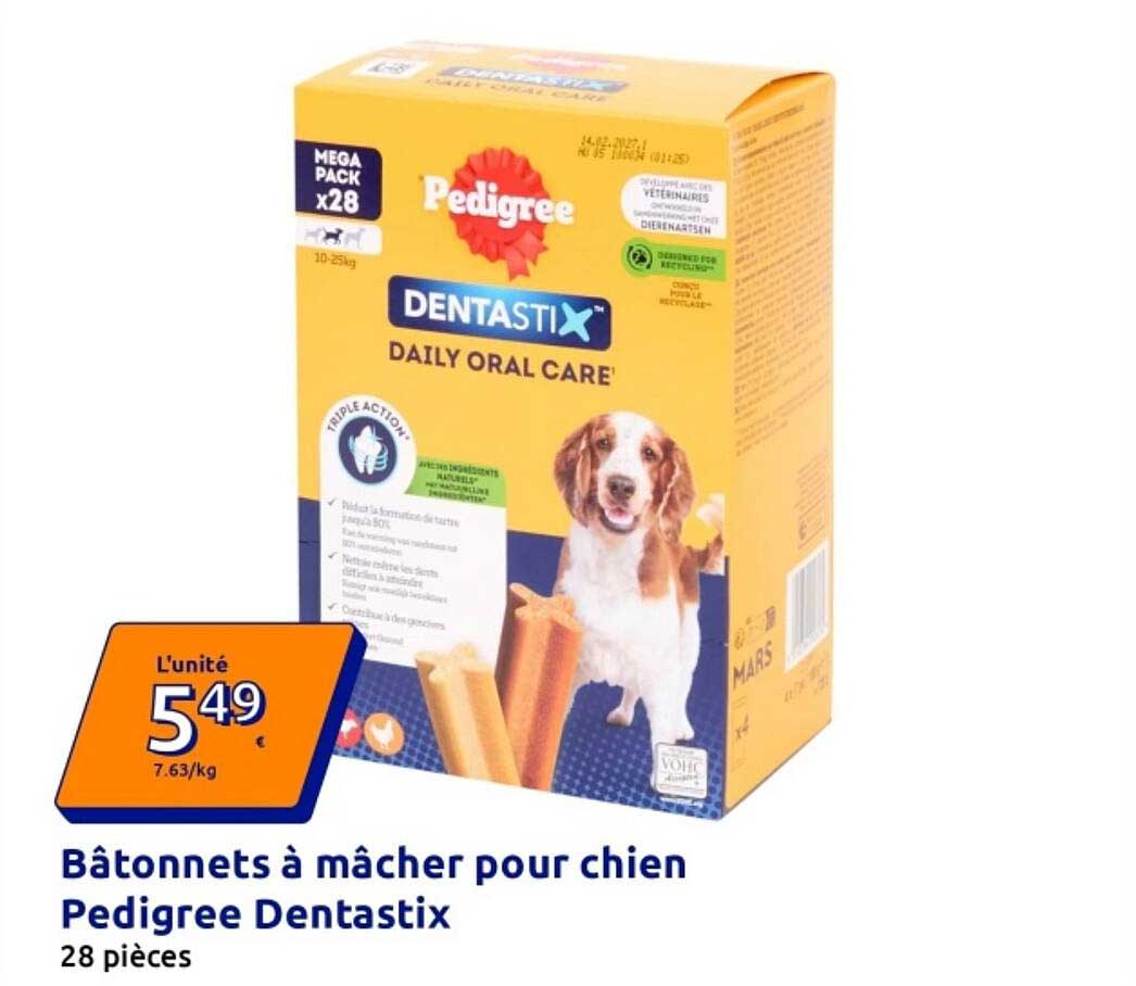 Bâtonnets à mâcher pour chien Pedigree Dentastix 28 pièces