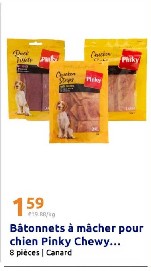 Bâtonnets à mâcher pour chien Pinky Chewy...