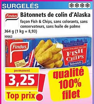 Bâtonnets de colin d’Alaska façon Fish & Chips, sans colorants, sans conservateurs, sans huile de palme