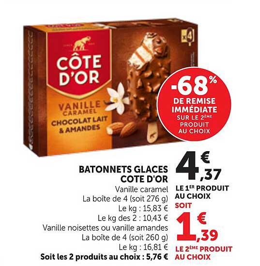 BATONNETS GLACES COTE D'OR