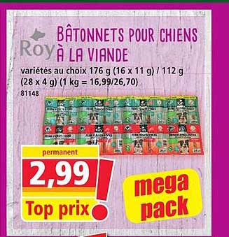 BÂTONNETS POUR CHIENS À LA VIANDE