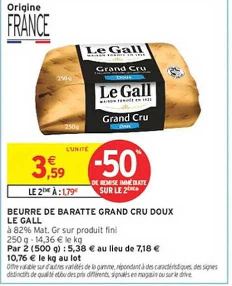 BEURRE DE BARATTE GRAND CRU DOUX LE GALL