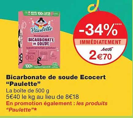 Bicarbonate de soude Ecocert “Paulette”