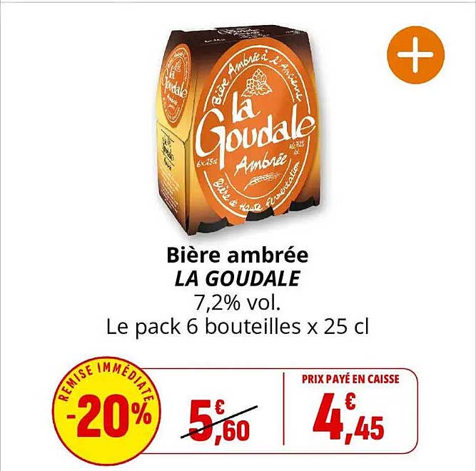 Bière ambrée LA GOUDALE 7,2% vol. Le pack 6 bouteilles x 25 cl
