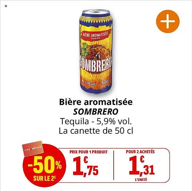 Bière aromatisée SOMBRERO Tequila - 5,9% vol. La canette de 50 cl