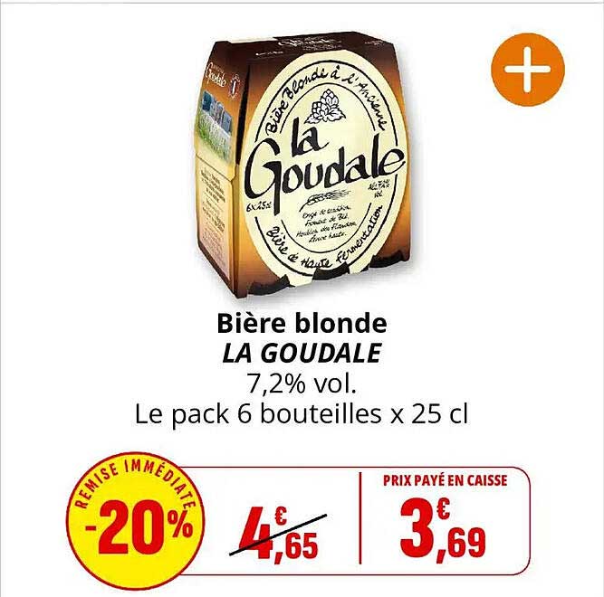 Bière blonde LA GOUDALE 7,2% vol. Le pack 6 bouteilles x 25 cl