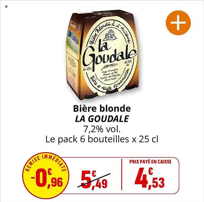 Bière blonde LA GOUDALE 7,2% vol. Le pack 6 bouteilles x 25 cl