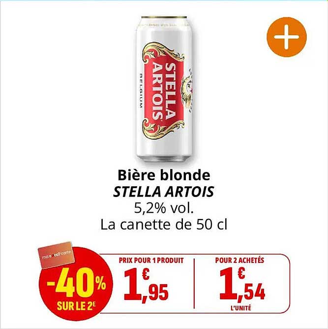 Bière blonde STELLA ARTOIS 5,2% vol. La canette de 50 cl