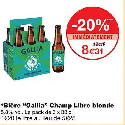 Bière “Gallia” Champ Libre blonde