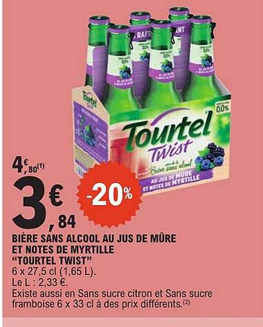 BIÈRE SANS ALCOOL AU JUS DE MÛRE ET NOTES DE MYRTILLE “TOURTEL TWIST”