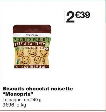 Biscuits chocolat noisette “Monoprix”