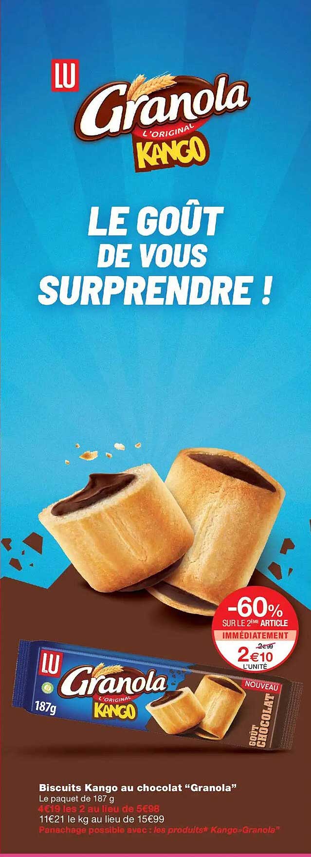 Biscuits Kango au chocolat “Granola”