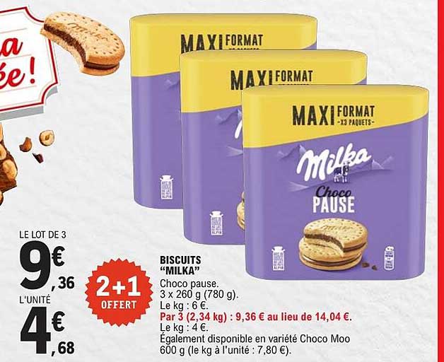 BISCUITS “MILKA” Choco pause. 3 x 260 g (780 g).