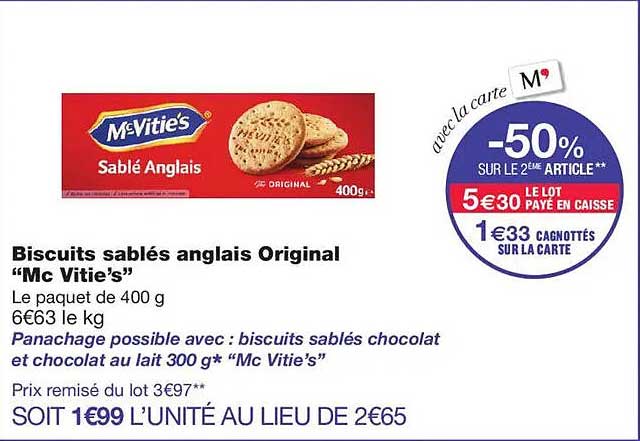 Biscuits sablés anglais Original “Mc Vitie’s”