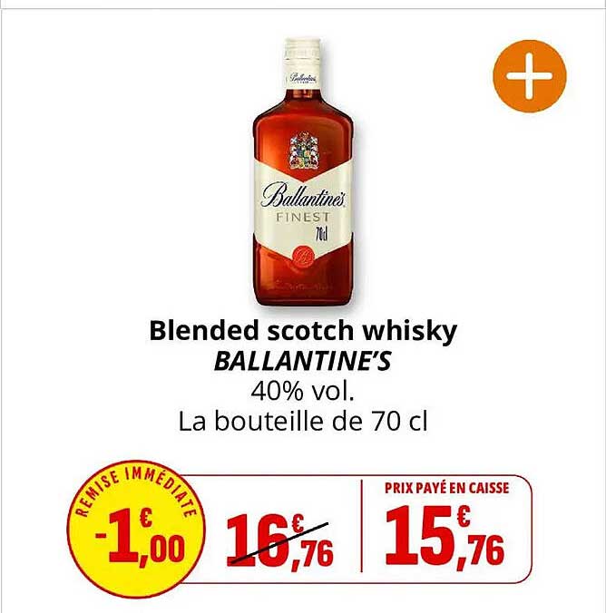 Blended scotch whisky BALLANTINE’S 40% vol. La bouteille de 70 cl