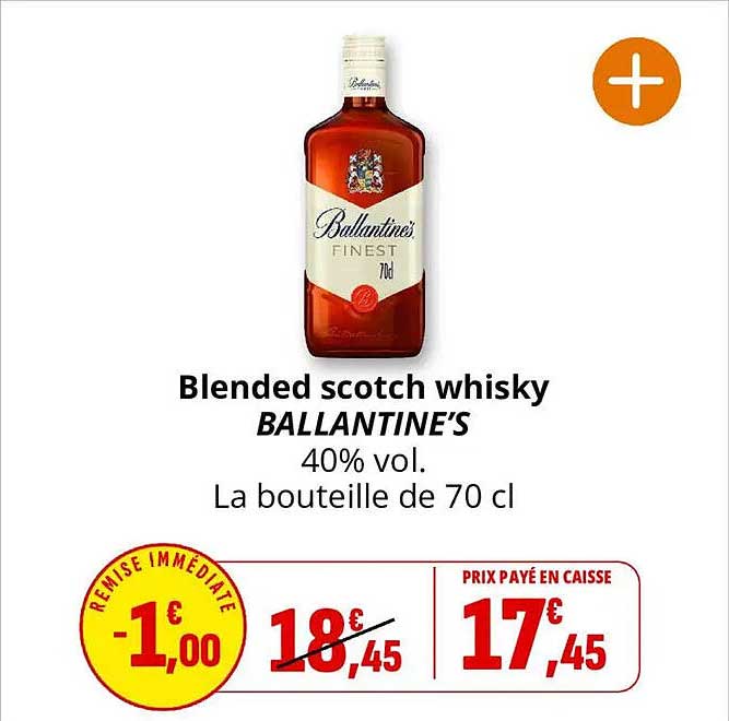 Blended scotch whisky BALLANTINE'S 40% vol. La bouteille de 70 cl