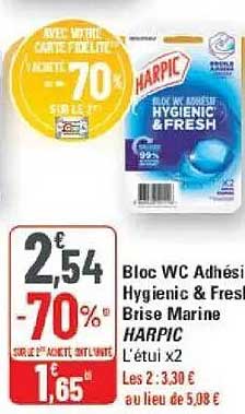Bloc WC Adhésif Hygienic & Fresh Brise Marine HARPIC
