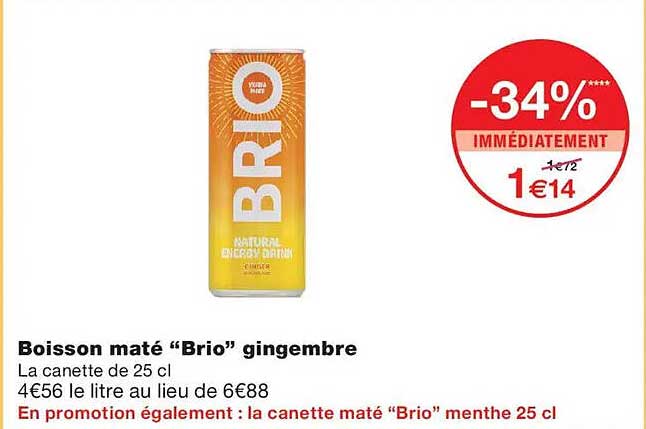 Boisson maté “Brio” gingembre