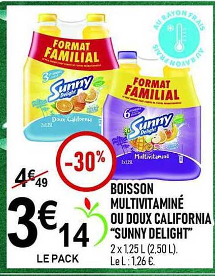 BOISSON MULTIVITAMINÉ OU DOUX CALIFORNIA “SUNNY DELIGHT”